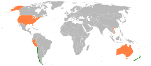TPP-Mitglieds- (grün) bzw. Verhandlungsländer (orange)