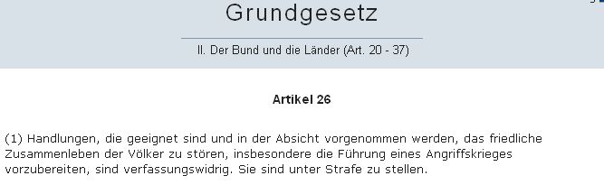 GG Artikel 26 Absatz 1 - Bildquelel: Screenshot-Ausschnitt www.dejure.org