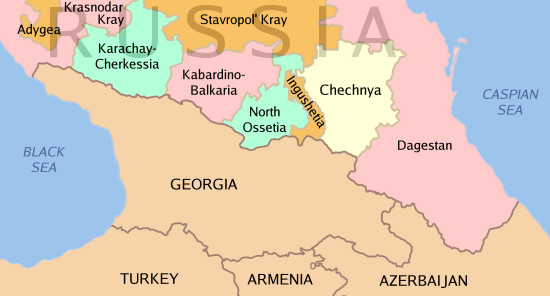 Tschetschenien und Kaukasus - Bildquelle: Wikipedia / Kbh3rd