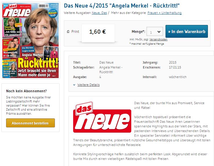 Das Neue - Bildquelle: Screenshot-Ausschnitt www.einzelheftbestellung.de