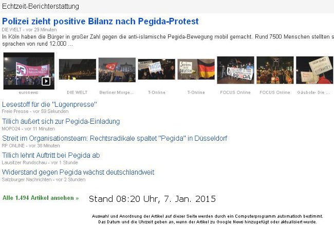 Google News - PEGIDA - Bildquelle: Screenshot-Ausschnitt Google News