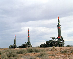Pershing 2-Raketen - Bildquelle: Wikipedia / Frank Trevino; Department of Defense. American Forces Information Service. Defense Visual Information Center.