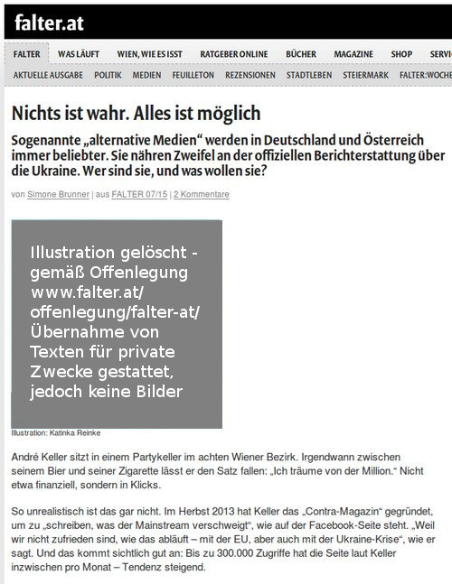 Falter Teil 1 - Bildquelle: Screenshot-Ausschnitt http://www.falter.at/falter/2015/02/10/nichts-ist-wahr-alles-ist-moeglich/