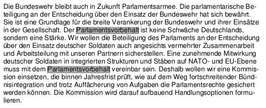 Parlamentsvorbehalt - Bildquelle: Screenshot-Ausschnitt Koalitionsvertrag