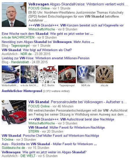 VW-Skandal - Bildquelle: Screenshot-Ausschnitt GoogleNews