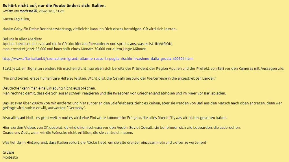 Update Modsesto - Italien - Bildquelle: Screenshot-Ausschnitt www.dasgelbeforum.net