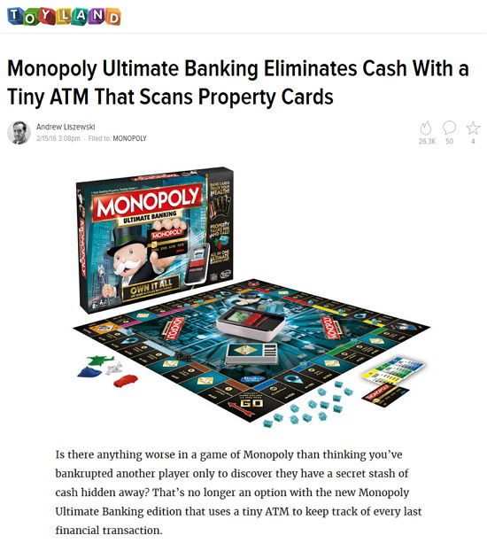 Monopoly - Bildquelle: Screenshot-Ausschnitt toyland.gizmodo.com