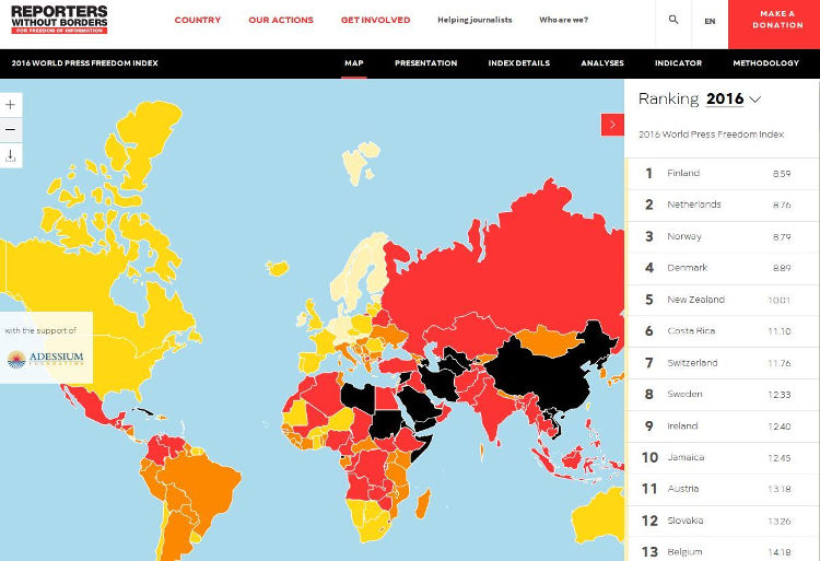 Reporter ohne Grenzen - Bildquelle: Screenshot-Ausschnitt rsf.org