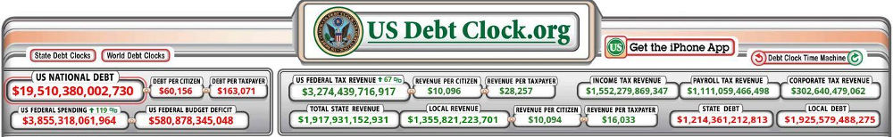 US-Debt-Clock September 2016 - Bildquelle: Screenshot-Ausschnitt www.usdebtclock.org