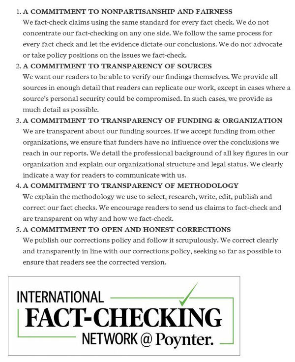 IFCN 5 Prinzipien - Bildquelle: Screenshot-Ausschnitt www.poynter.org