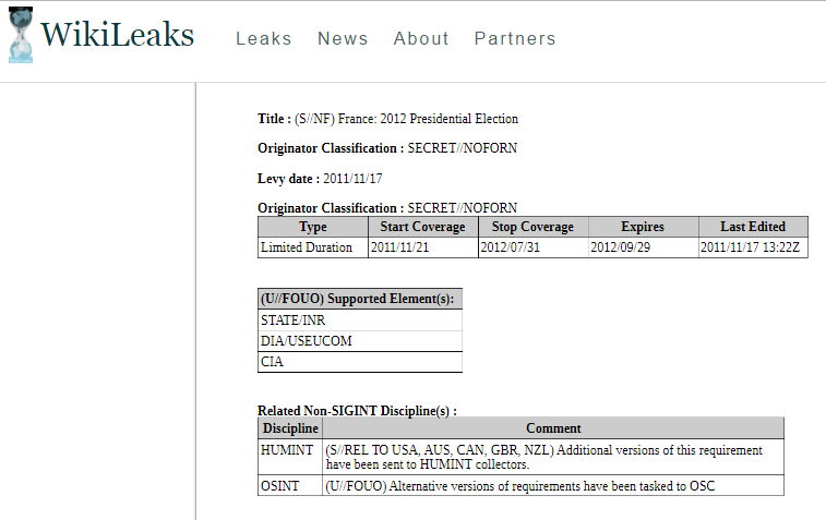 WikiLeaks - Bildquelle: Screenshot-Ausschnitt www.wikileaks.org
