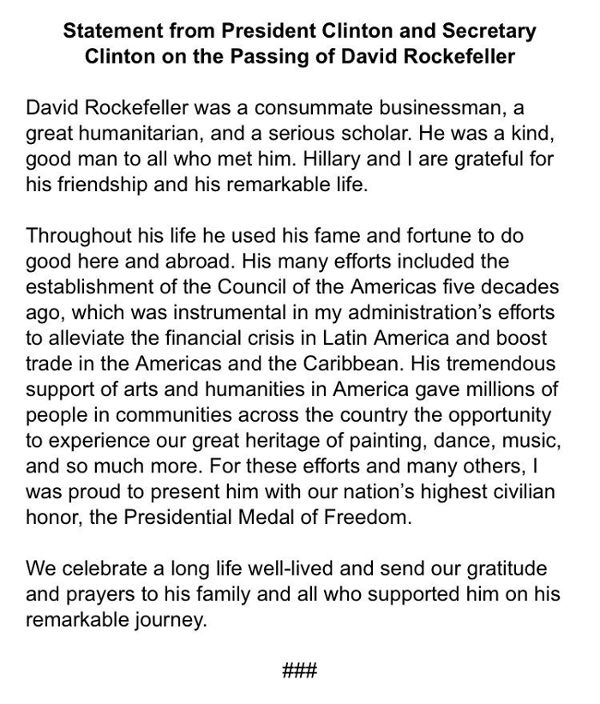 Erklärung Clintons - Bildquelle: Screenshot-Ausschnitt www.clintonfoundation.org