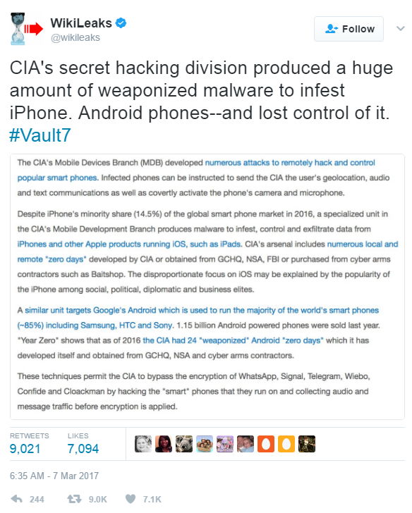 WikiLeaks 1 - Bildquelle: Screenshot-Ausschnitt Twitter