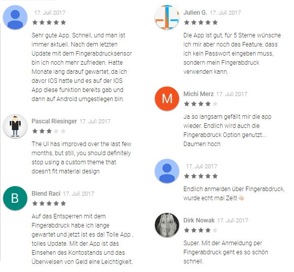 Sparkassen App - Bewertungen - Bildquelle: Screenshot-Ausschnitt Google Play
