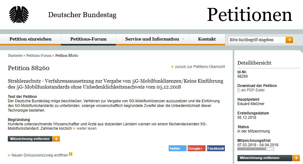 5G Petition - Bildquelle: Screenshot-Ausschnitt https://epetitionen.bundestag.de