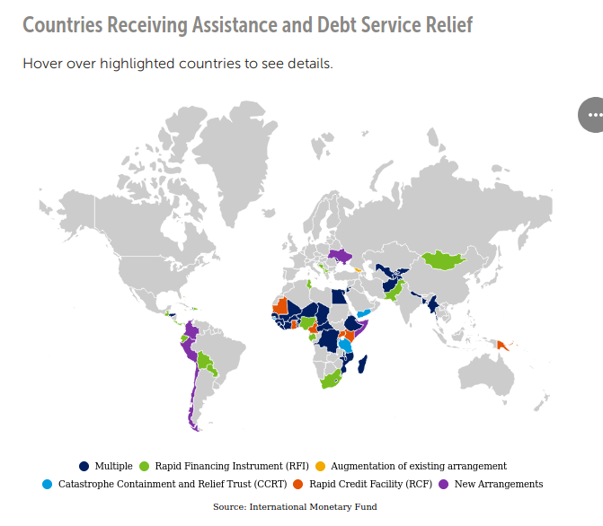 IWF Countries Receiving Assistance and Debt Service Relief - Bildquelle: Screenshot-Ausschnitt Website IWF