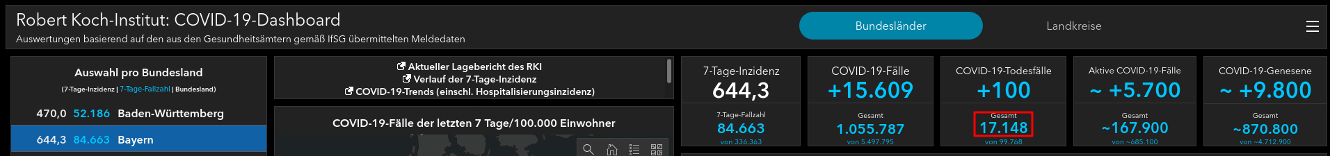 RKI-Dashboard Bayern - Bildquelle: Screenshot-Ausschnitt vom 24.11.2021
