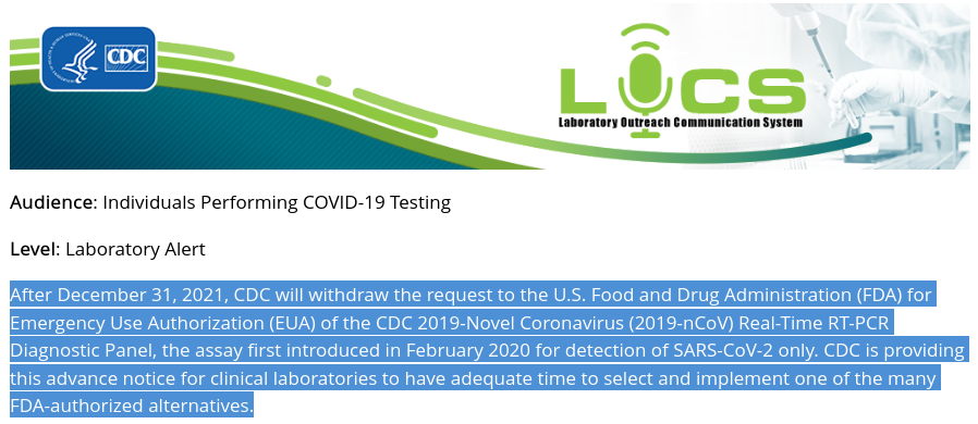 CDC PCR-Test-Ende - Bildquelle: Screenshot-Ausschnitt www.cdc.gov