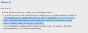 Ofcom - Bildquelle: Screenshot-Ausschnitt www.ofcom.org.uk