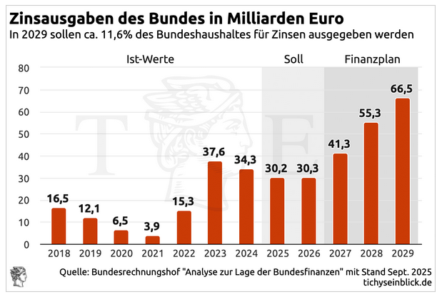 Zinsausgaben Deutschland - Bildquelle: Screenshot-Ausschnitt www.tichyseinblick.de