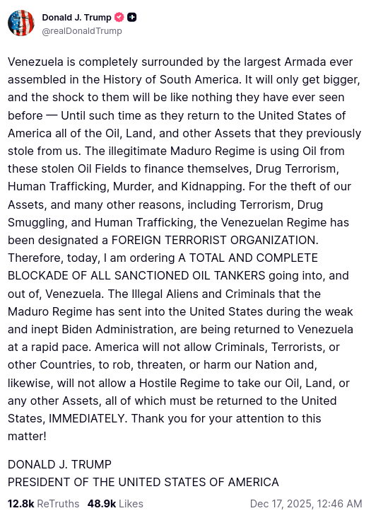 Post Trump - Bildquelle: Screenshot-Ausschnitt Truth Social