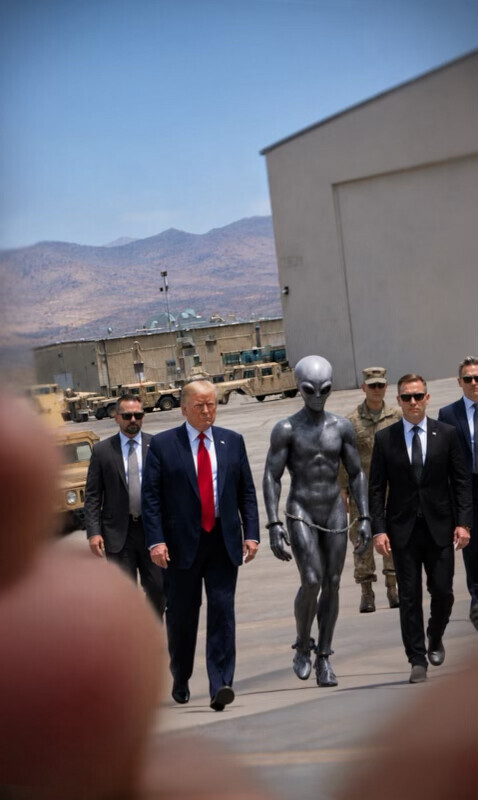 Trump Walking With An Alien - Bildquelle: Screenshot-Ausschnitt Truth Social Media